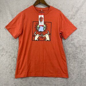 NEW Keith Haring Mens M Graphic T-Shirt Medium Red Short Sleeve 100% Cotton